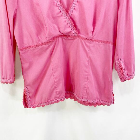 CYNTHIA STEFFE Pink V-Neck 3/4 Sleeve Blouse - Picture 7 of 9